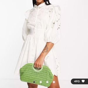 ASOS EDITION cutwork embroidered puff sleeve mini dress